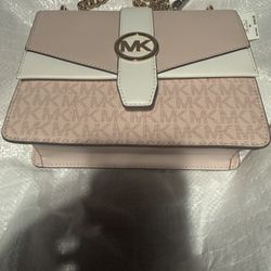 Michael Kors Cross Body Gold White Pink Purse