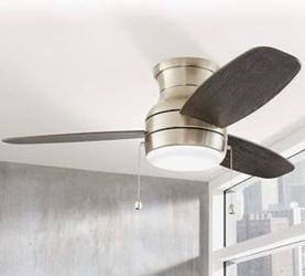 Ashby Park 44 in. White Color Changing Integrated LED Brushed Nickel Ceiling Fan with Light Kit and 3 Reversible Blades