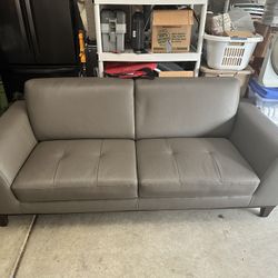Gray Leather Sofa
