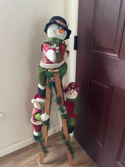 Christmas Snowman Ladder Decoration