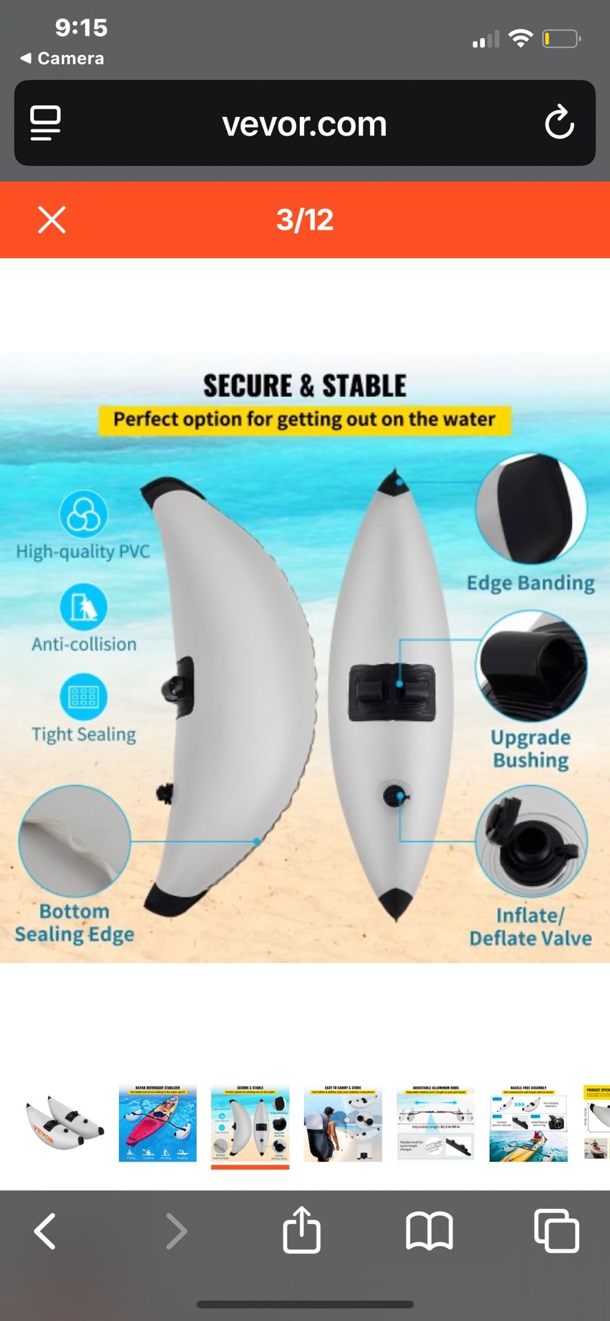 Kayak Pontoon Stabilizer- New In box