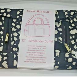 New ISAAC MIZRAHI ANIMAL PRINT DUFFEL BAG 22”x12”x 19.5 