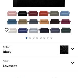 Asnomy Love Seat Stretch Cover-Black”-NEW