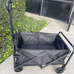 Collapsible Folding Wagon with Adjustable Handle Foldable Utility Wagon Cart with 2 Drink Holders