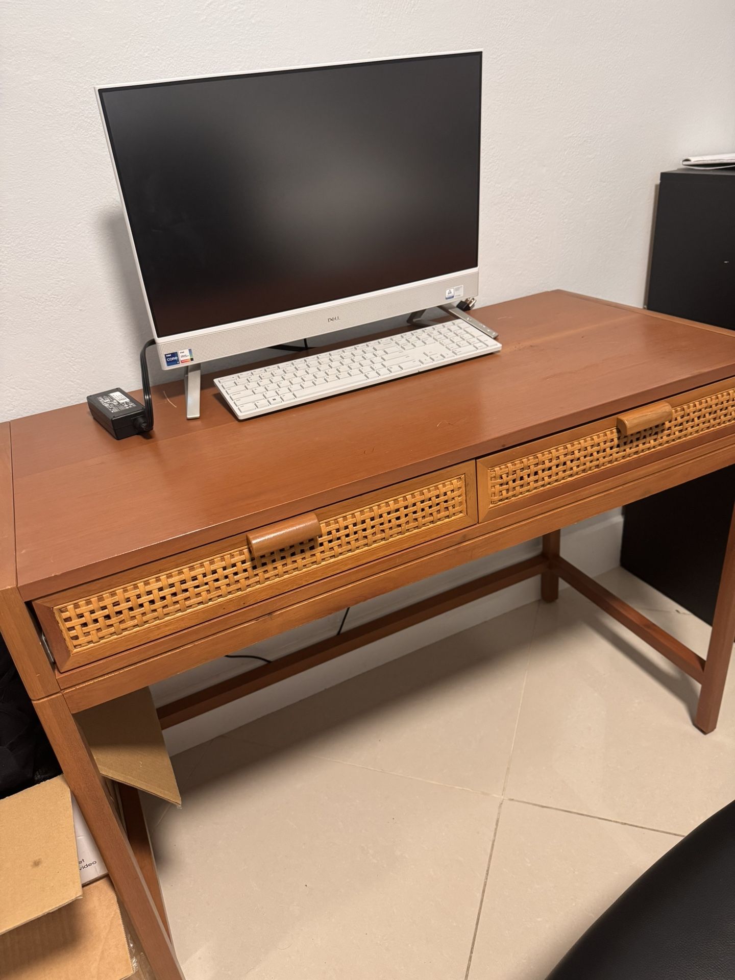 Desk With 2 Drawers - Rattan Style