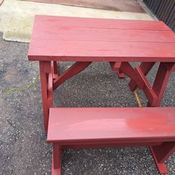 TABLE AND TWO  BENCHES  