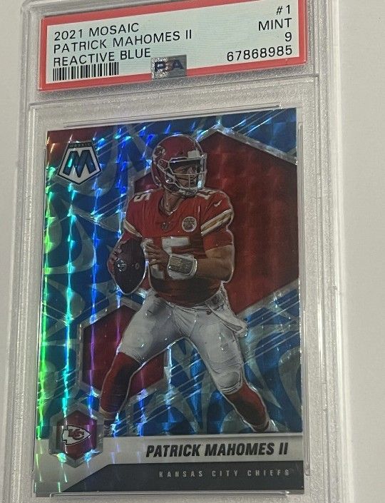 Ultra RARE #1 PSA 9 MINT Condition Card For NFL MVP Patrick Mahomes!! (Reactive Blue)