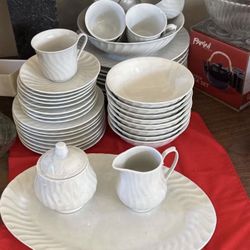 45 Piece New Gibson White Dishes 