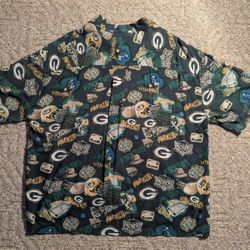 Green Bay Packers NFL Men’s Hawaiian Button Down Shirt! Size 2XL XXL! GUC!