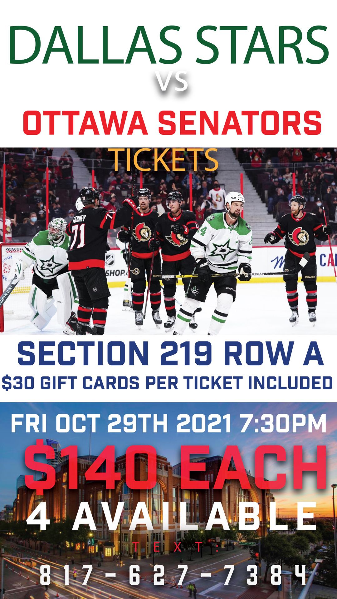 Dallas Stars Vs Ottawa Senators Tickets