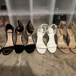 Black, White, & Beige Heels (Size 8)