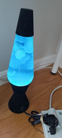 Rare Vintage 1990’s  Lava Lamp Lite 16” Tall Blue Liquid While Lava with cap