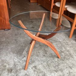 Vintage Mid Century Modern Walnut & Glass Side Table by Forest Wilson