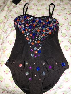 Bathing suit embellished with beautiful faux gems