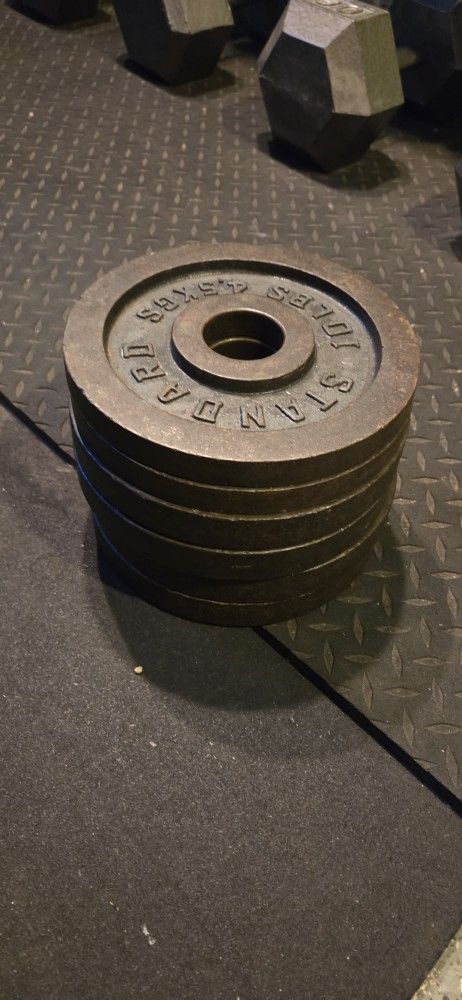 6x 10LB OLYMPIC WEIGHTS STEEL WEIGHT PLATES