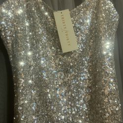 Gold Sequin, Cut Out Side Gown