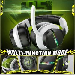 🆕 in 📦 Wireless Gaming Headset,Up to100H Battery,2.4GHz&Bluetooth5.3, 7.1Surround Sound for FPS,Battle Royale&Sports Games for ps5,PC,Switch,Mobile