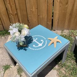 Teal Coastal Side Table 