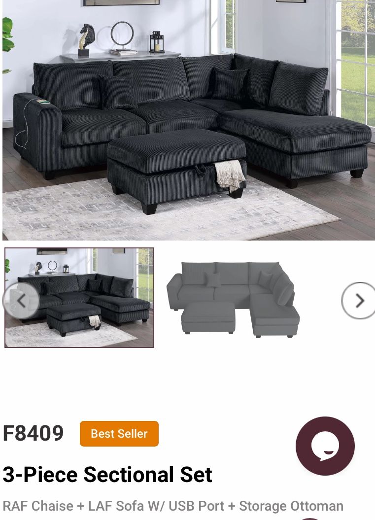 Sala De 3 Piesas. Black 3 pc Sectional Sale.