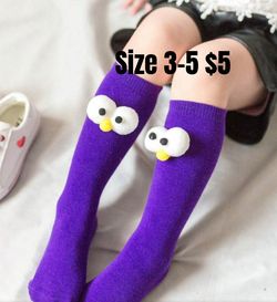Kids Purple Knee-High Owl Socks Size 3-5❤️❤️