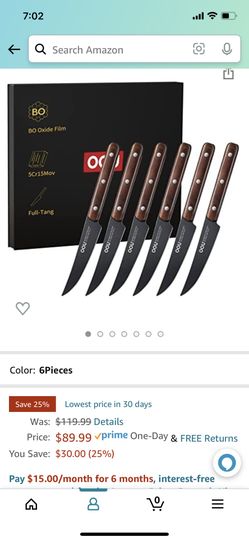 OOU Steak Knife Set of 6