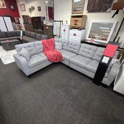 Gray Fabric Sectional Sofa Set