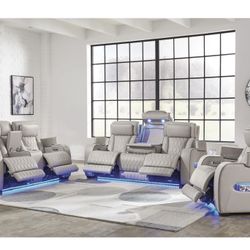 Leather Power Sofa Reclining With Heat And Massage 