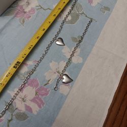 Silver Necklace And Bracelet With Heart Charm