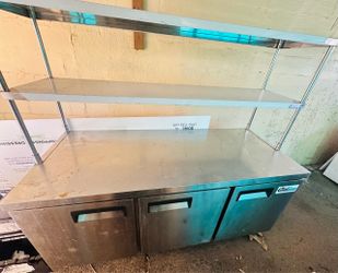 Three door top cooler with a stand