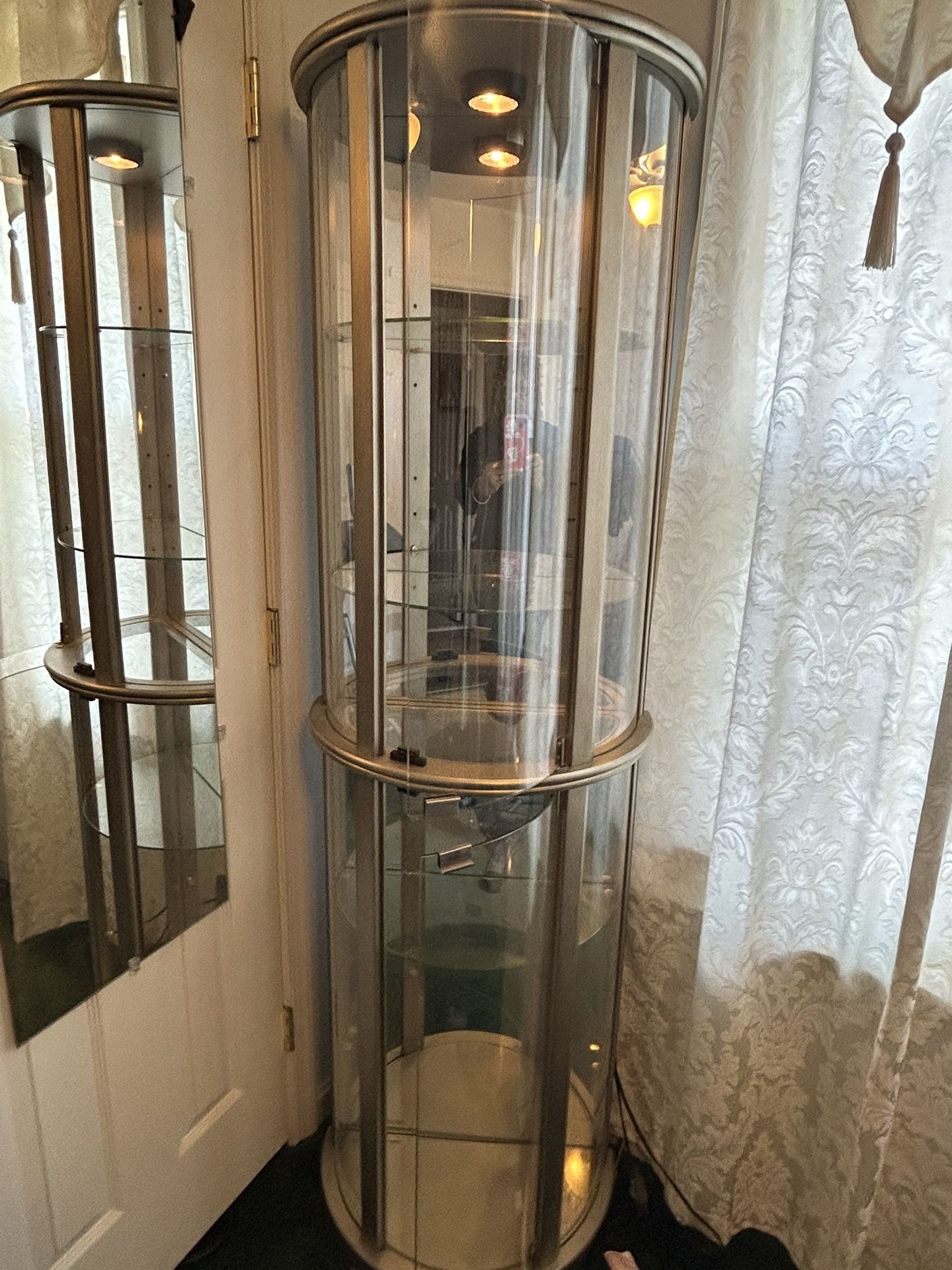 Nickel Corner Curio Cabinet