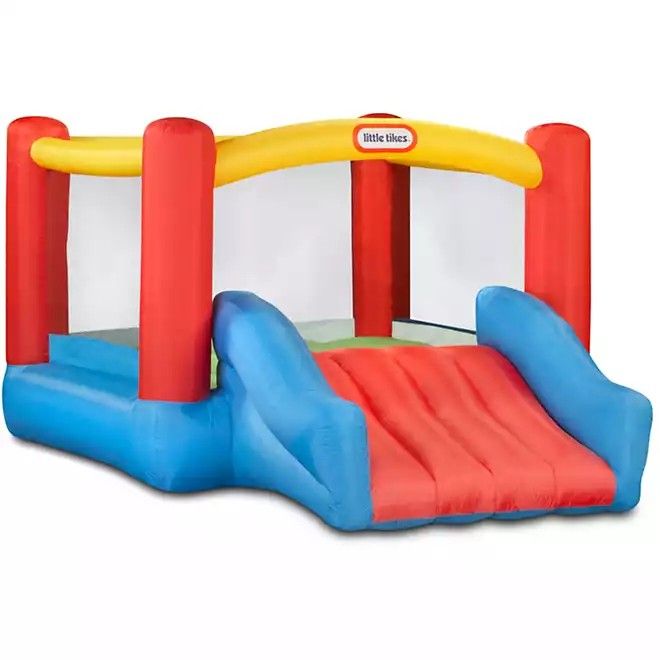 Amazon Little Tikes Jump 'n Slide Inflatable Bouncer Includes Heavy Duty Blower With GFCI, Stakes, Repair Patches, And Storage Bag, for Kids Ages 3-8 Years