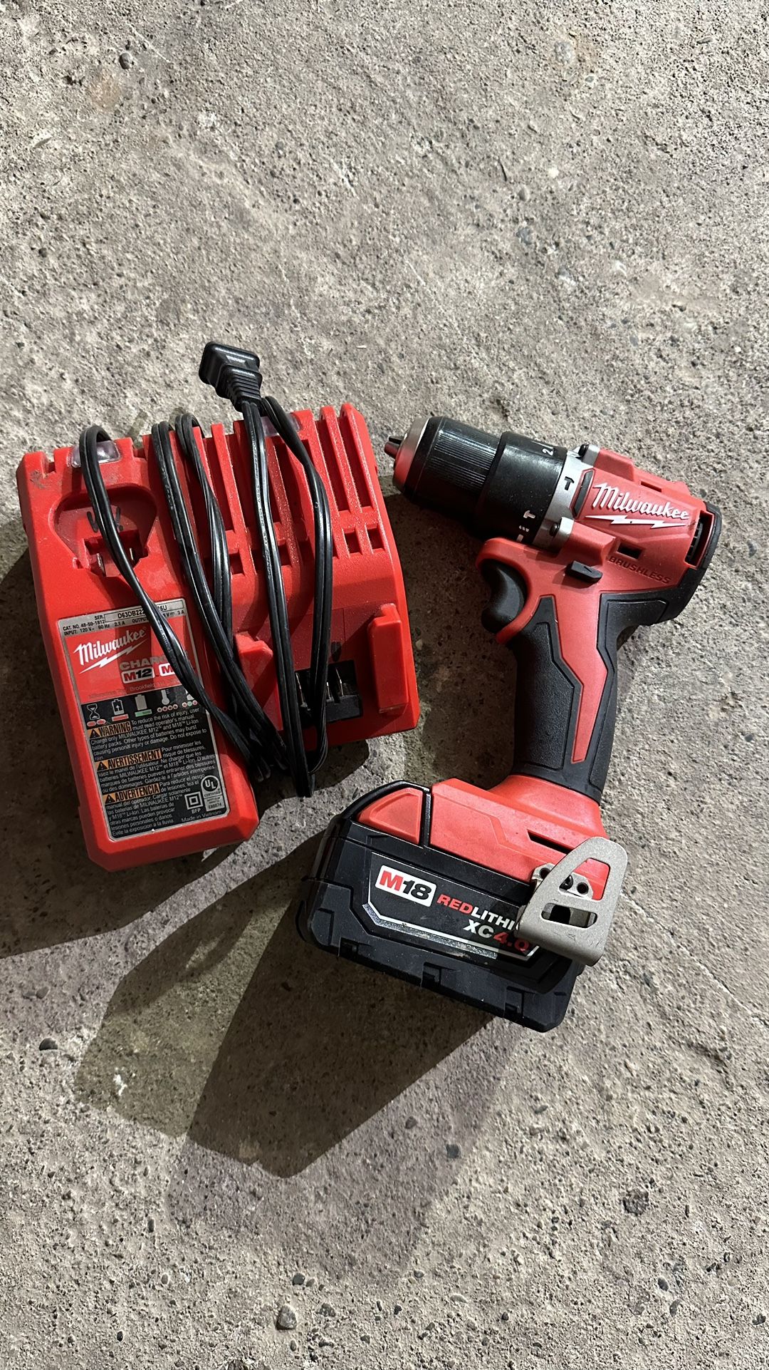 Milwaukee M18 18-Volt Lithium-Ion Brushless Cordless 1/2 in. Compact Hammer Drill/Driver (Tool-Only) w/M18 4.0Ah Battery & Charger