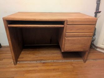 Wood Desk with Drawers and Keyboard Tray