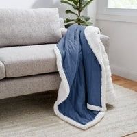 GAP Home Quilted Jersey Organic Cotton Sherpa Reverse Throw Blanket