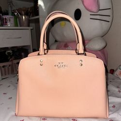 COACH pink satchel leather purse