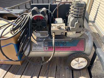 Air Compressor Campbell Hausfeld Power-Pro 2 HP Air Compressor is a portable, belt-driven electric unit featuring a horizontal tank