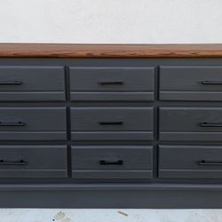 Refinished Modern 9 Drawer Dresser