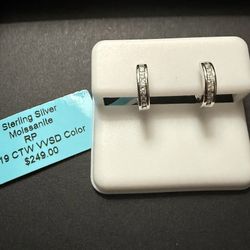 Solid 925 sterling silver VVSD Moissanite hoops
