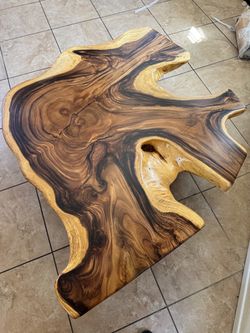 🌳 One-of-a-Kind Live Edge Monkeypod Coffee Table – Solid Wood