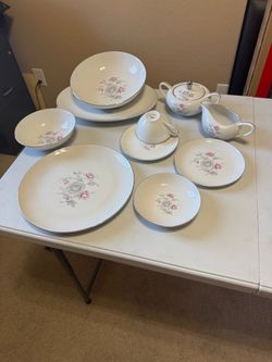 Floral Porcelain Dinnerware Set with Tea Service