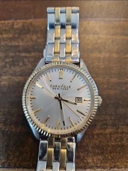 Caravelle New York by Bulova Men's Watch 45B129 Two-Tone Silver Dial Date 41mm