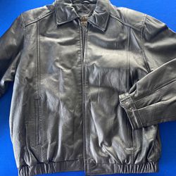 Columbia Sportswear Heavy Leather Bomber Biker Jacket Black - Men's Size L