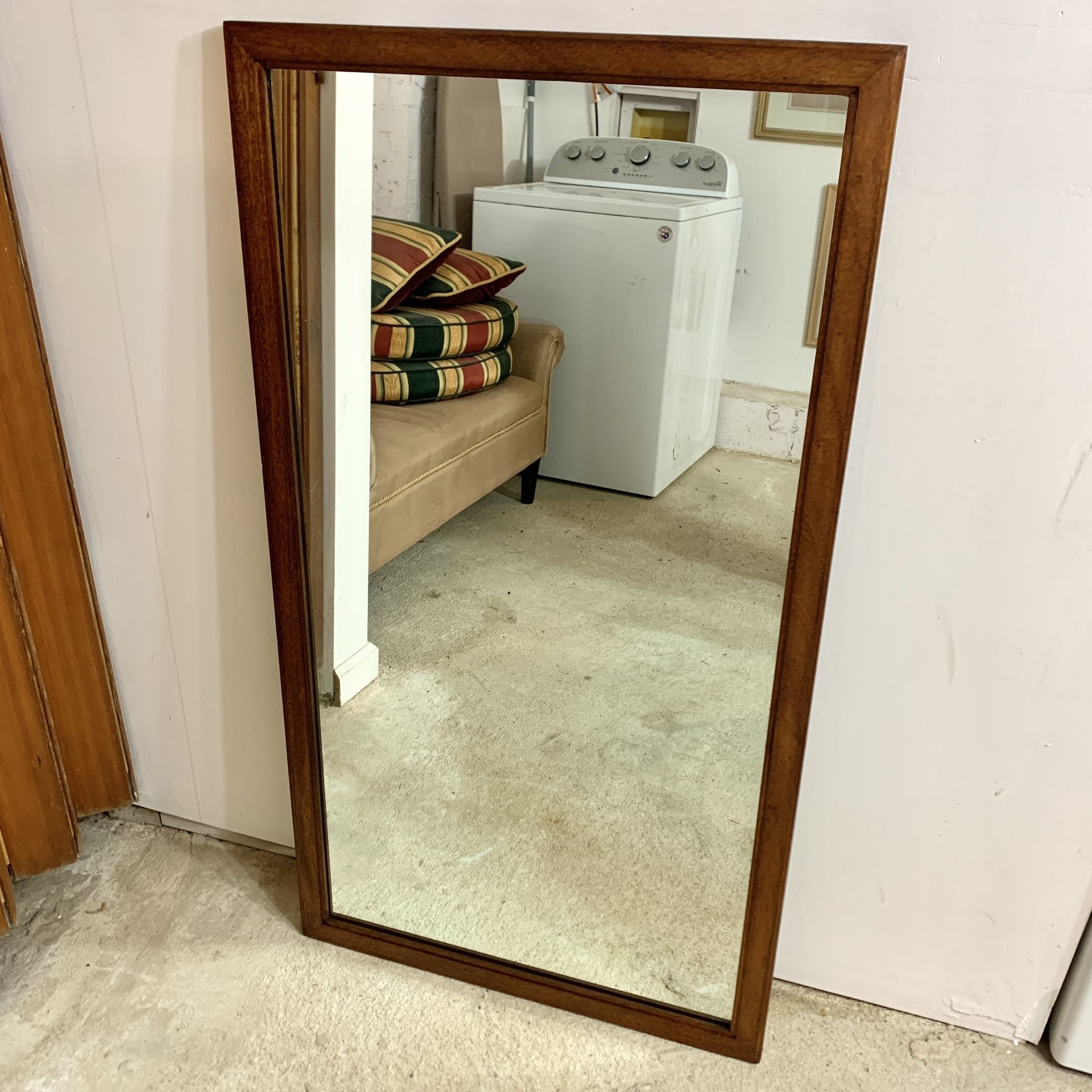 Vintage 27x49" Wood Frame Wall Mirror