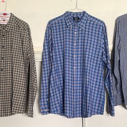 3 Men's XL button down upscale long sleeved shirts. PATAGONIA, PENGUIN, ZACHARY PRELL as is pick up 