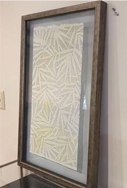 Large Framed Botanical Paper Art – 20x32 Shadowbox – Neutral Boho/Japandi Decor