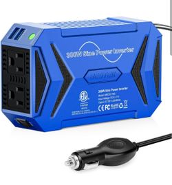 BESTEK Pure Sine Wave Power Inverter, 300W DC 12-17V to 110V AC Car Adapter
Vehicle Plug in Cigarette Lighter