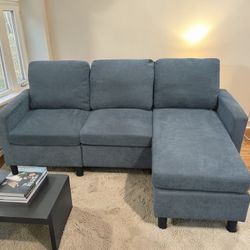 Small Grey Blue Sectional Couch With Chaise 