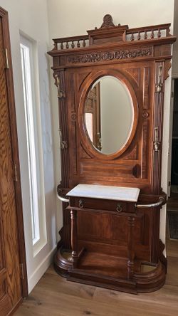 Antique entryway mirror furniture piece
