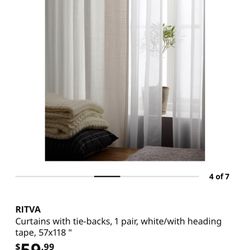 IKEA RITVA Curtains – White – 57x118” – Set of 2
