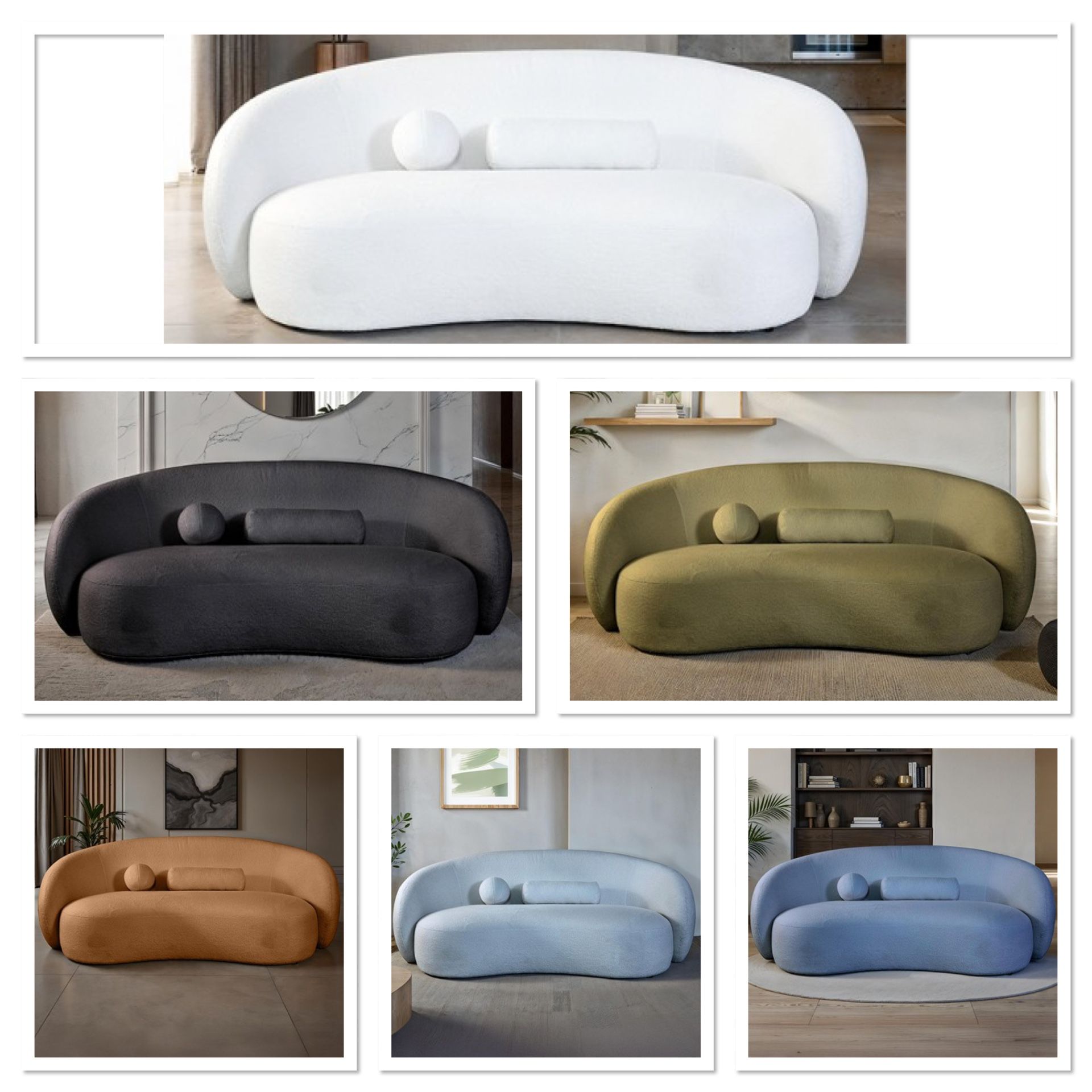 New Modern Curved Sofa 85” Long, Free Delivery ✅ White Modern Curved Sofa, Kidney Sofa